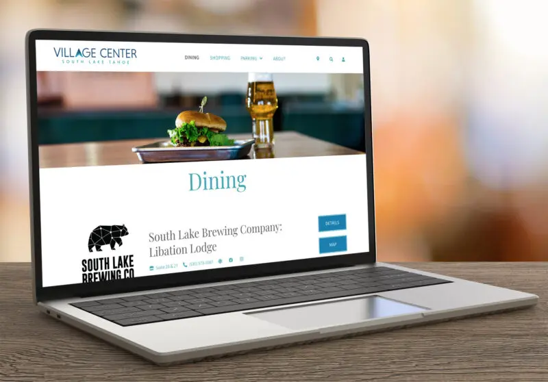 village center dining page on laptop