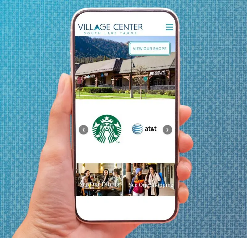 village center homepage on mobile