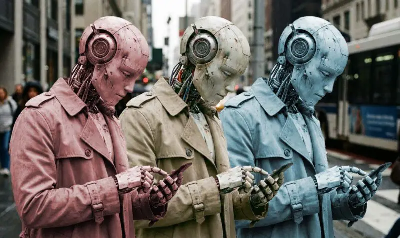 concept art robots using iphones