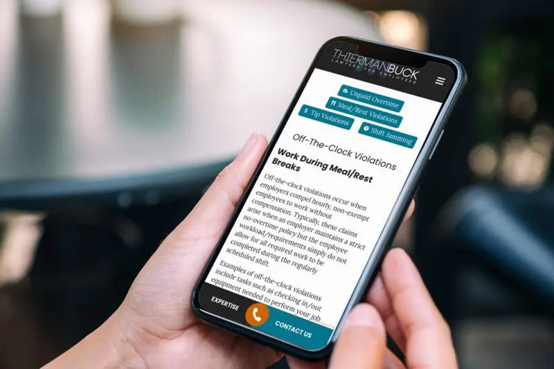 landing page design for thierman buck law firm