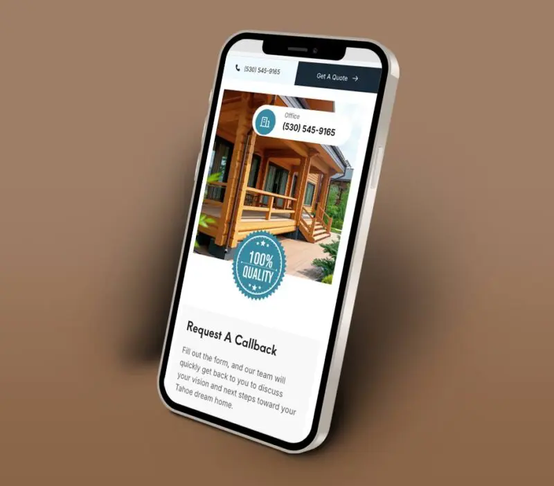 custom quote form on mobile for tahoe built