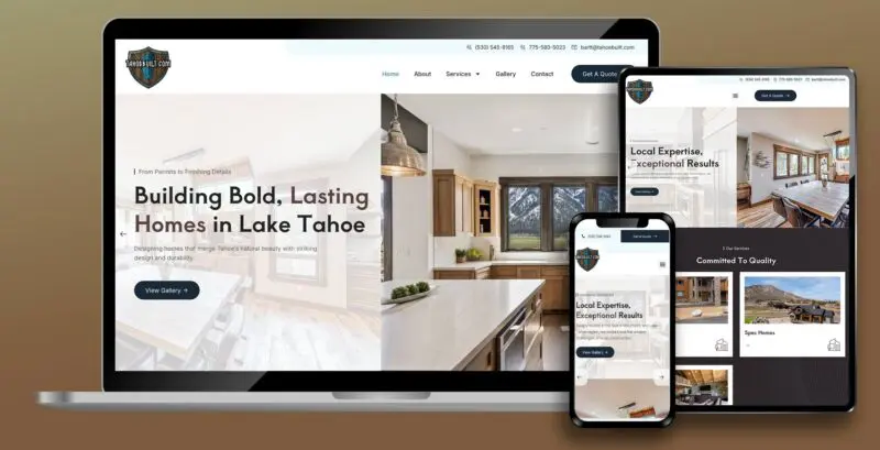 responsive design for tahoe built showing laptop tablet and mobile homepage designs