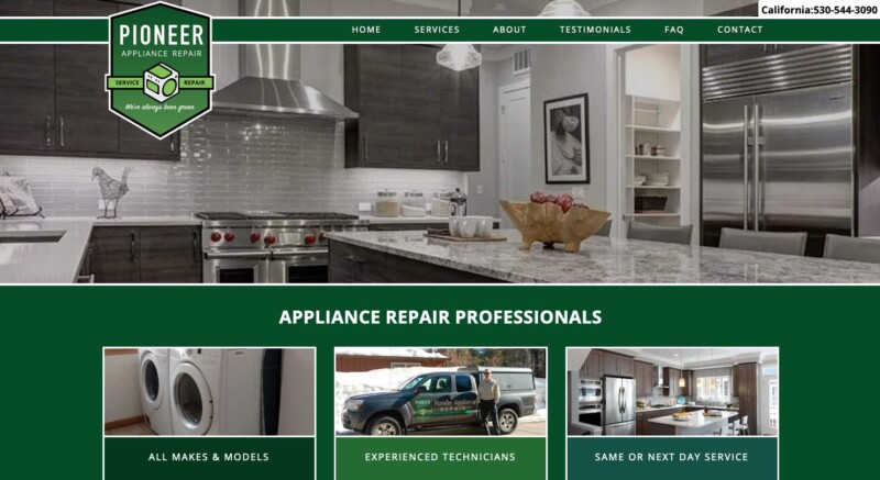 pioneeer appliance repair homepage