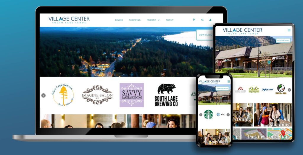 village center website homepage showing responsive mobile design