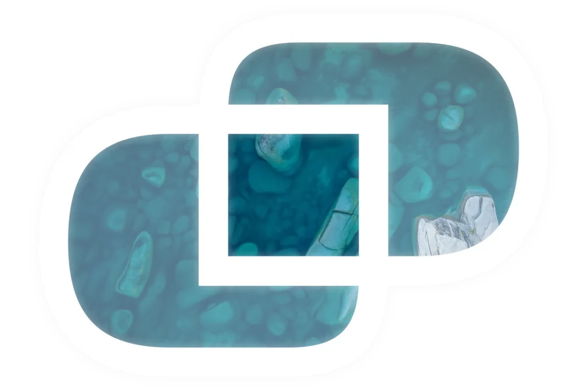 bl friedman creative link logo with lake tahoe background texture