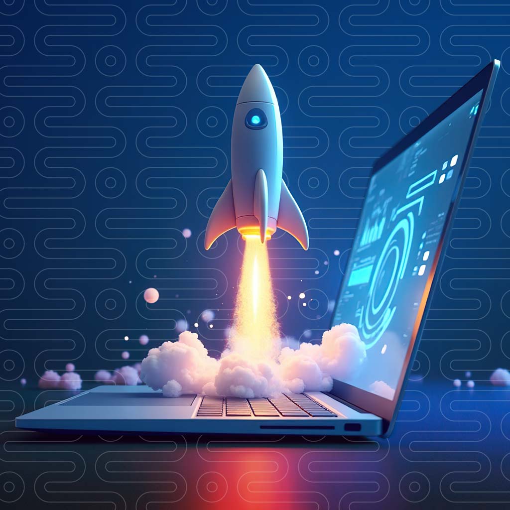 website rocket boosting from laptop